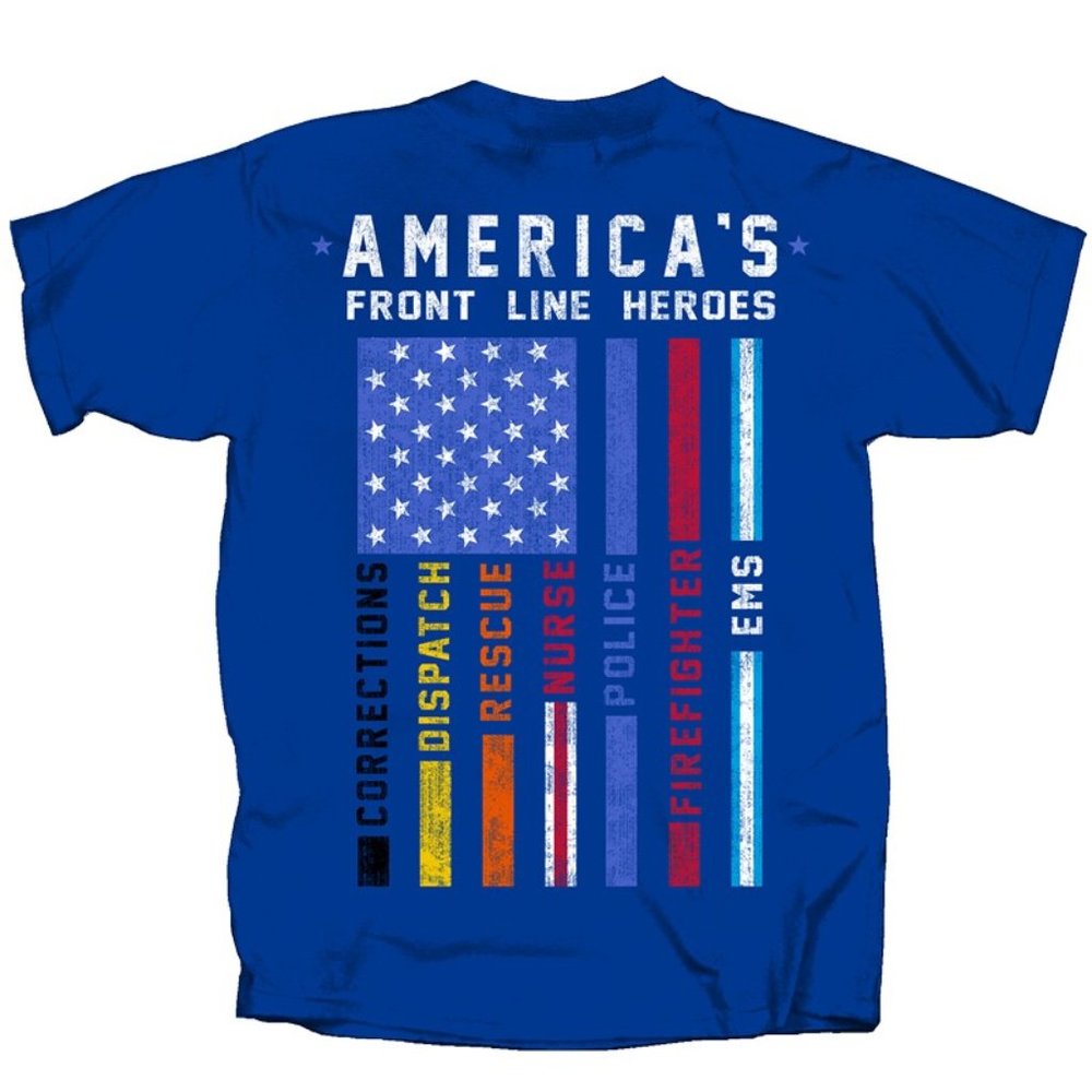 1st Responders Front Line Heroes Flag T-Shirt